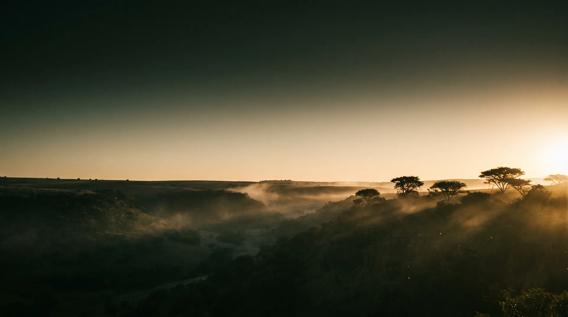 Illustration: first light over South African highveld hills